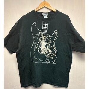 Fender Guitar Rock & Roll Lifestyle T-Shirt Mens Black Graphic Tee XL Vintage